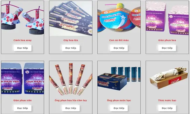 Các loại pháo hoa bộ quốc phòng